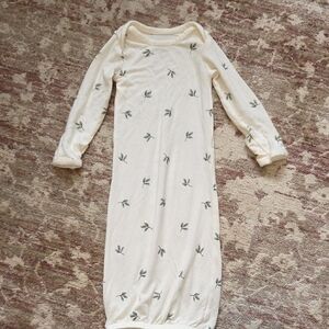 Carter's Cream Baby Gown with Green Leaf Design